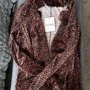 MUMU Leopard Print Set Women's sweater jacket with matching pants